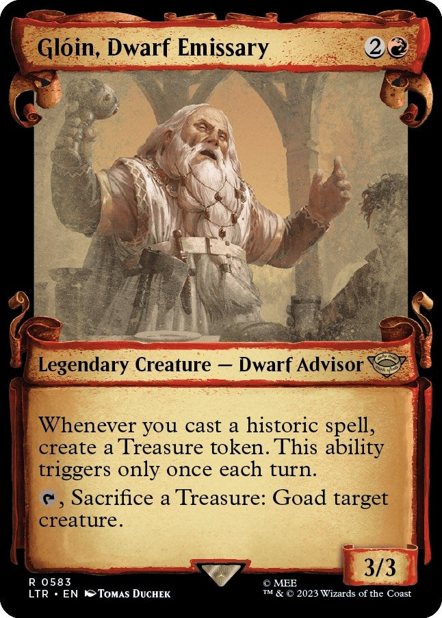 Gloin Dwarf Emissary (Showcase Scrolls) (583) [LTR] - MTG Single
