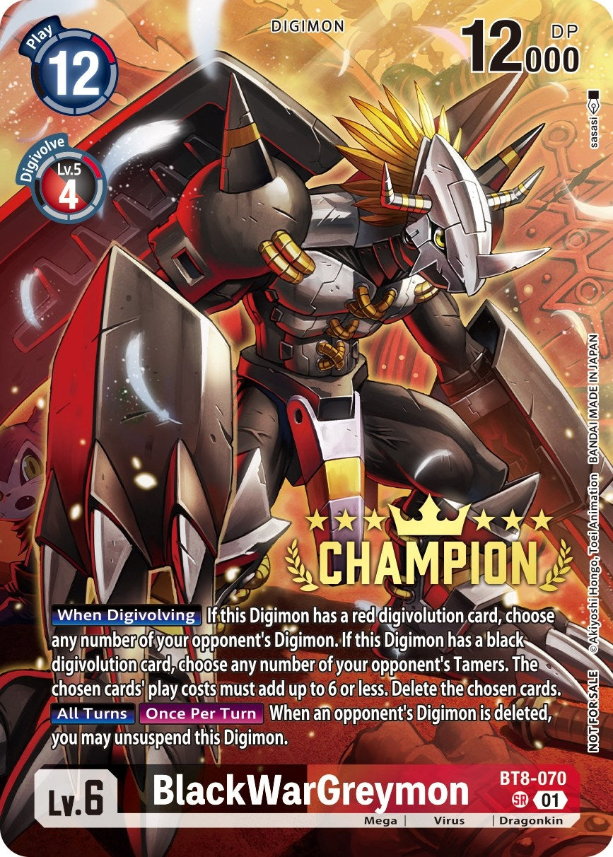 BlackWarGreymon (Digimon 3-On-3 November 2023 Champion) (8070) [BT08] - Digimon Card Game Single