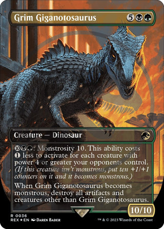 Grim Giganotosaurus (Borderless) (Emblem) (36) [REX] - MTG Single