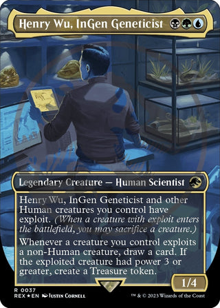 Henry Wu InGen Geneticist (Borderless) (Emblem) (37) [REX] - MTG Single