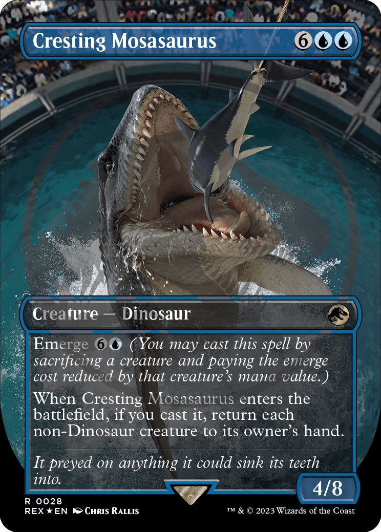 Cresting Mosasaurus (Borderless) (Emblem) (28) [REX] - MTG Single