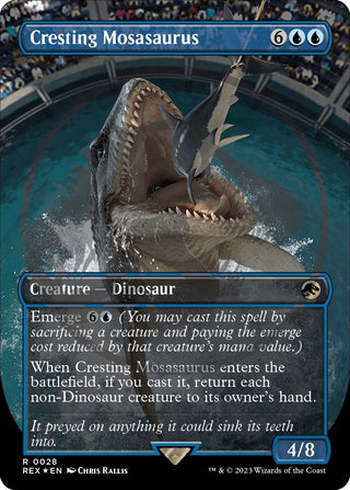 Cresting Mosasaurus (Borderless) (Emblem) (28) [REX] - MTG Single