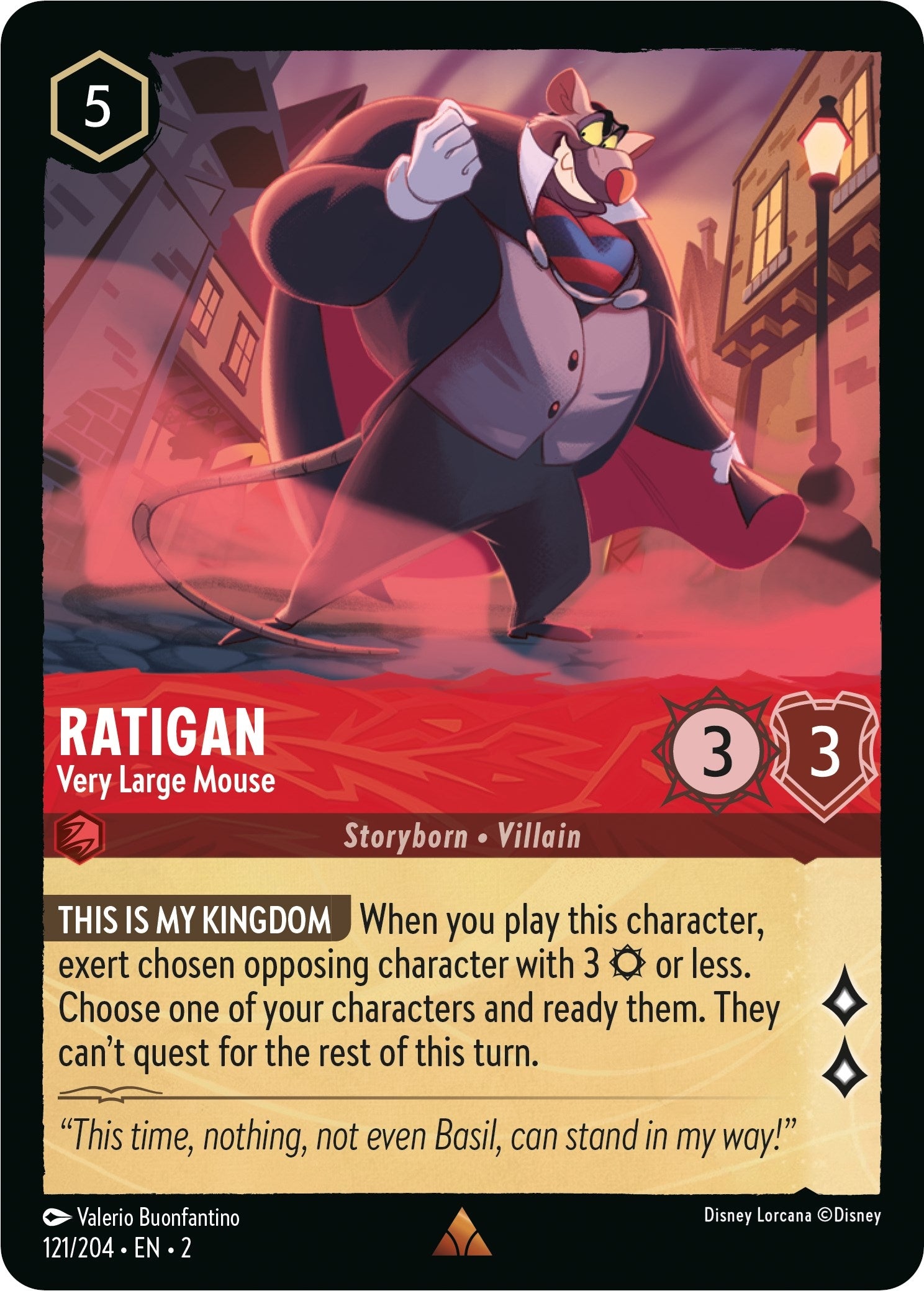 Ratigan - Very Large Mouse (121) (2) - Disney Lorcana Single