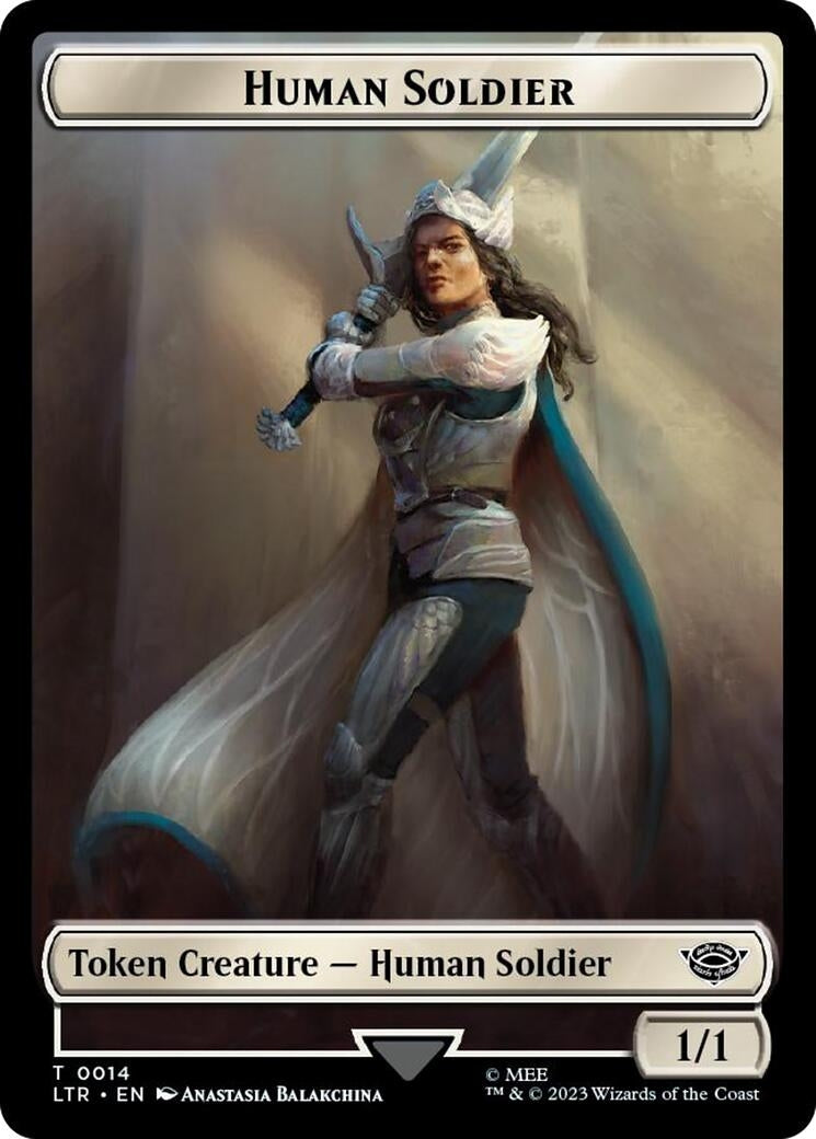 Human Soldier (0014) // Food (0024) Double-Sided Token (Surge Foil) (0) [LTR] - MTG Single