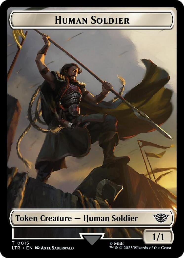 Human Soldier (0015) // Food (0023) Double-Sided Token (Surge Foil) (0) [LTR] - MTG Single