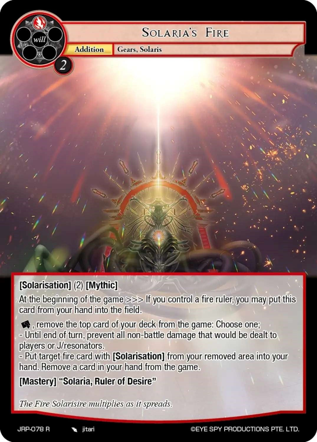 Solaria’s Fire (78) [JRP] - Force of Will Single
