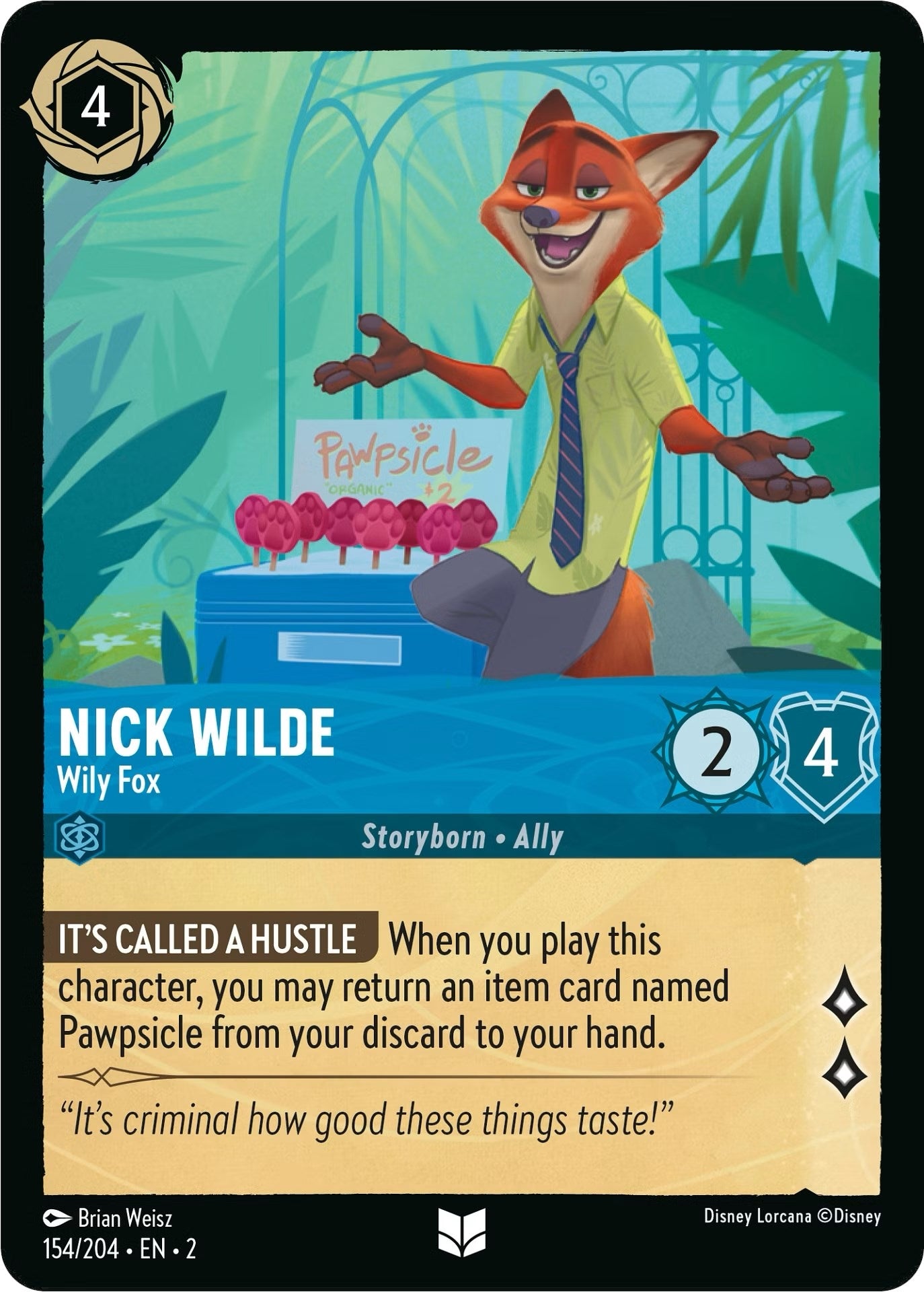 Nick Wilde - Wily Fox (154) (2) - Disney Lorcana Single