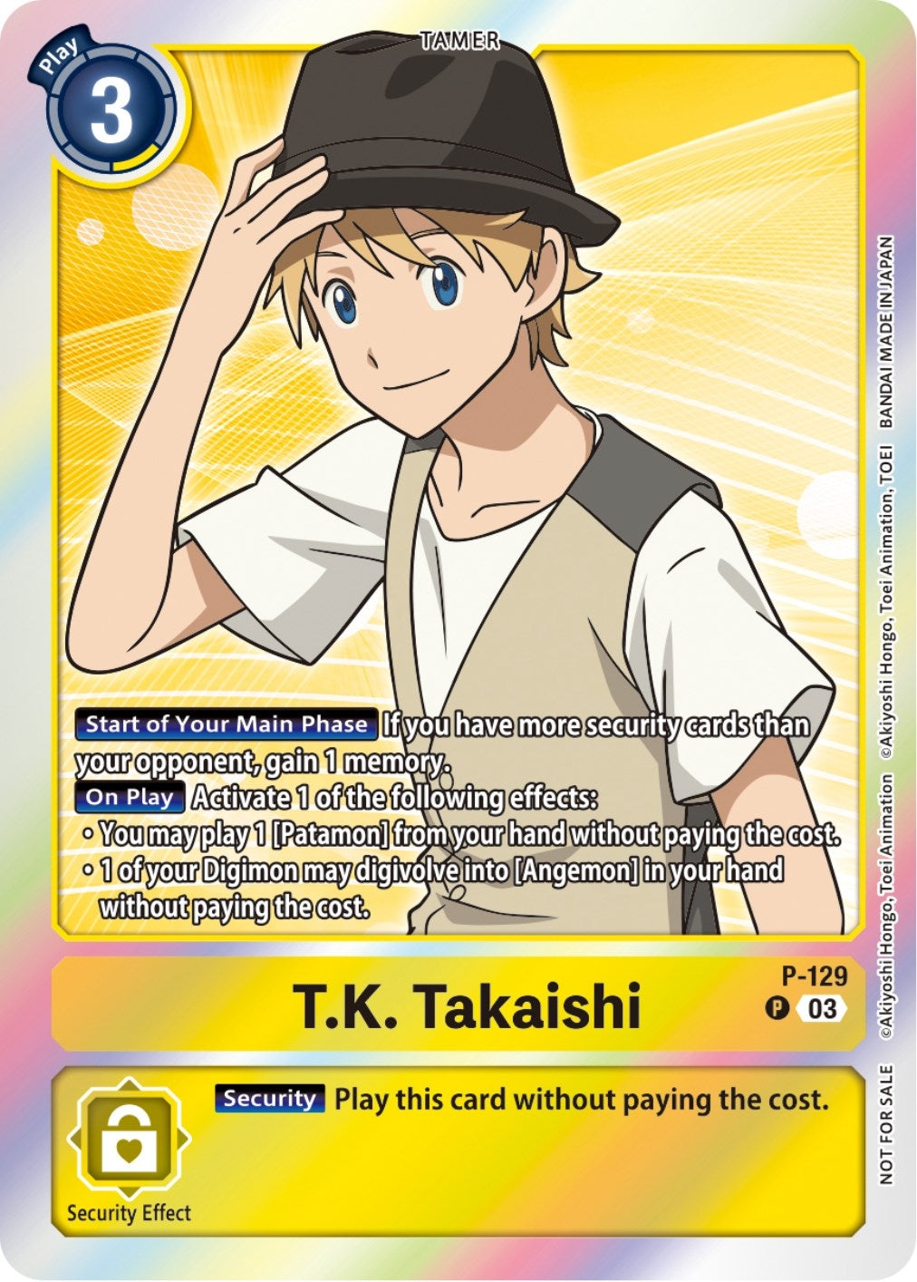 T.K. Takaishi - P-129 (Tamer Party Pack -The Beginning- Ver. 2.0) (129) [D-PR] - Digimon Card Game Single