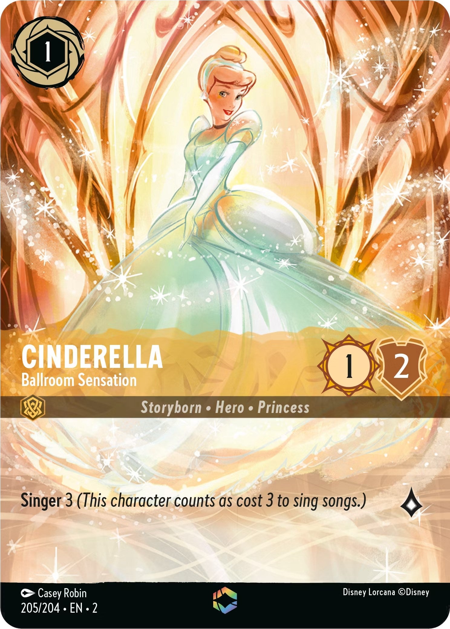 Cinderella - Ballroom Sensation (Enchanted) (205) (2) - Disney Lorcana Single