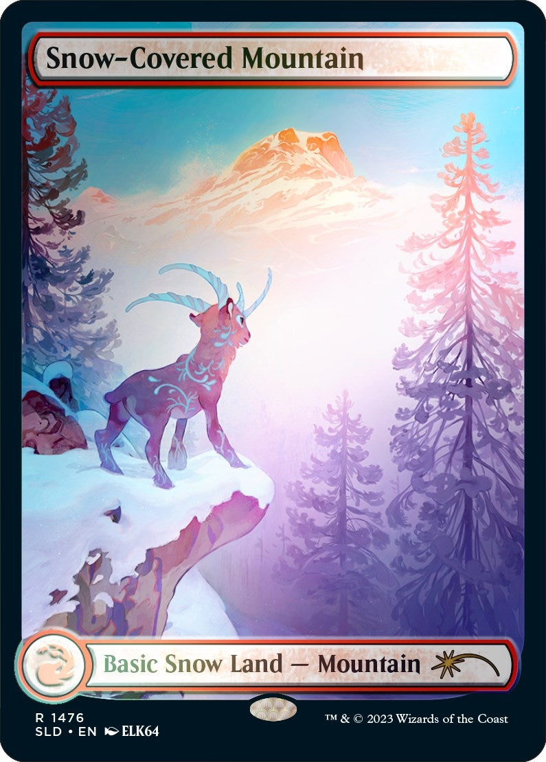 Snow-Covered Mountain (1476) (Rainbow Foil) (1476) [SLD] - MTG Single