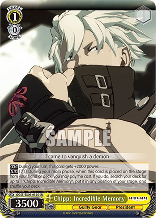 Chipp: Incredible Memory (SR) (6012) [GGST] - Weiss Schwarz Single