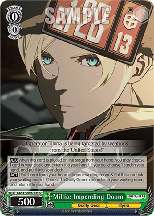 Millia: Impending Doom (6035) [GGST] - Weiss Schwarz Single