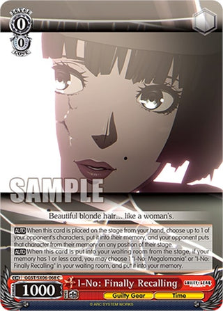 I-No: Finally Recalling (6068) [GGST] - Weiss Schwarz Single