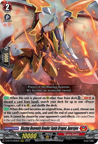 Blazing Heavenly Render Equip Dragon Aparajea (13003) [D-BT13] - Cardfight Vanguard Single