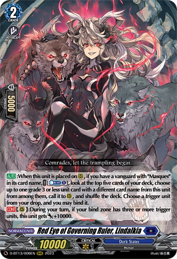 Red Eye of Governing Ruler Lindalkia (13006) [D-BT13] - Cardfight Vanguard Single