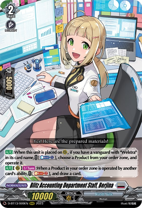 Blitz Accounting Department Staff Berjina (13009) [D-BT13] - Cardfight Vanguard Single