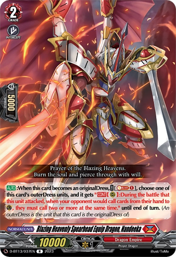 Blazing Heavenly Spearhead Equip Dragon Nandeeka (13037) [D-BT13] - Cardfight Vanguard Single