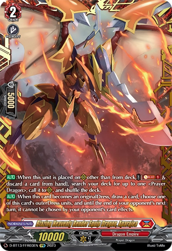 Blazing Heavenly Render Equip Dragon Aparajea (FFR) (1303) [D-BT13] - Cardfight Vanguard Single