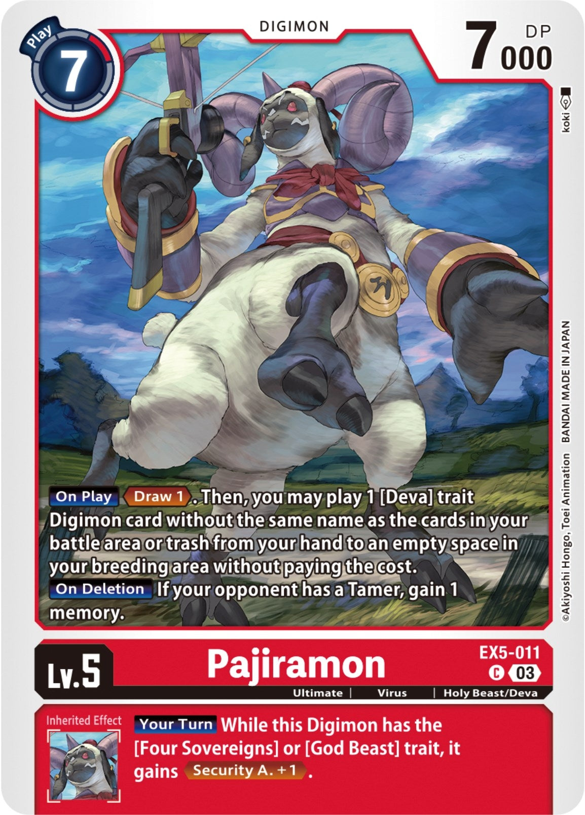 Pajiramon (5011) [EX05] - Digimon Card Game Single