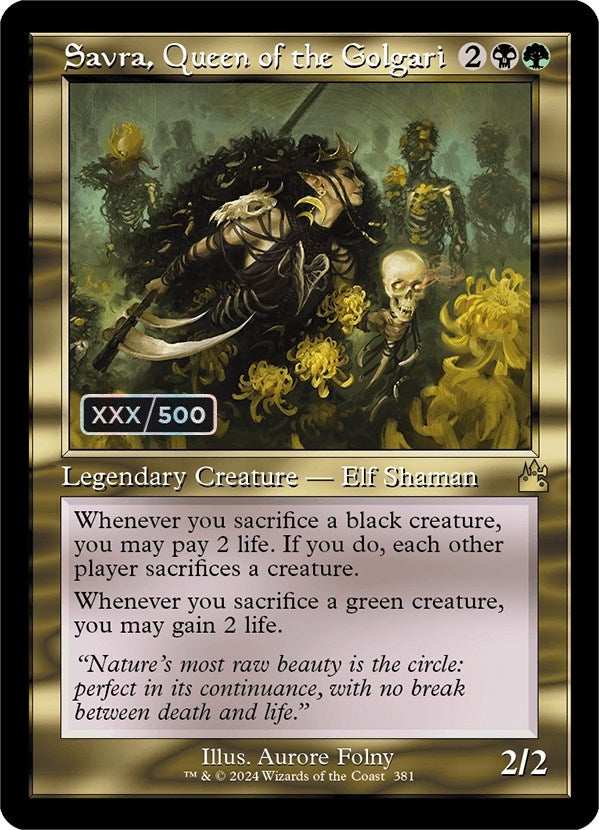 Savra Queen of the Golgari (Retro Frame) (Serial Numbered) (381) [RVR] - MTG Single
