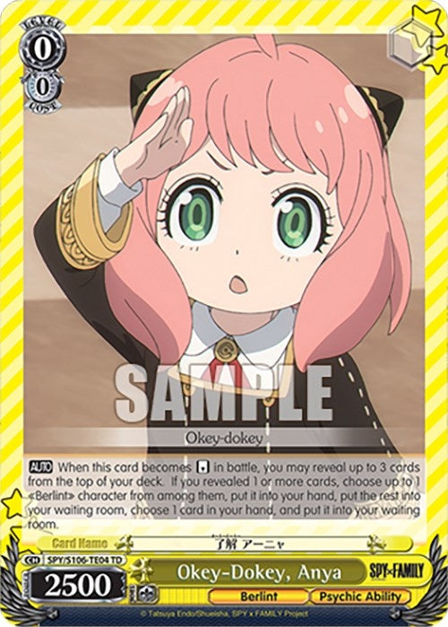 Okey-Dokey Anya (10604) [SPY] - Weiss Schwarz Single