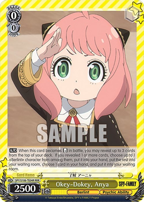 Okey-Dokey Anya (RRR) (10604) [SPY] - Weiss Schwarz Single