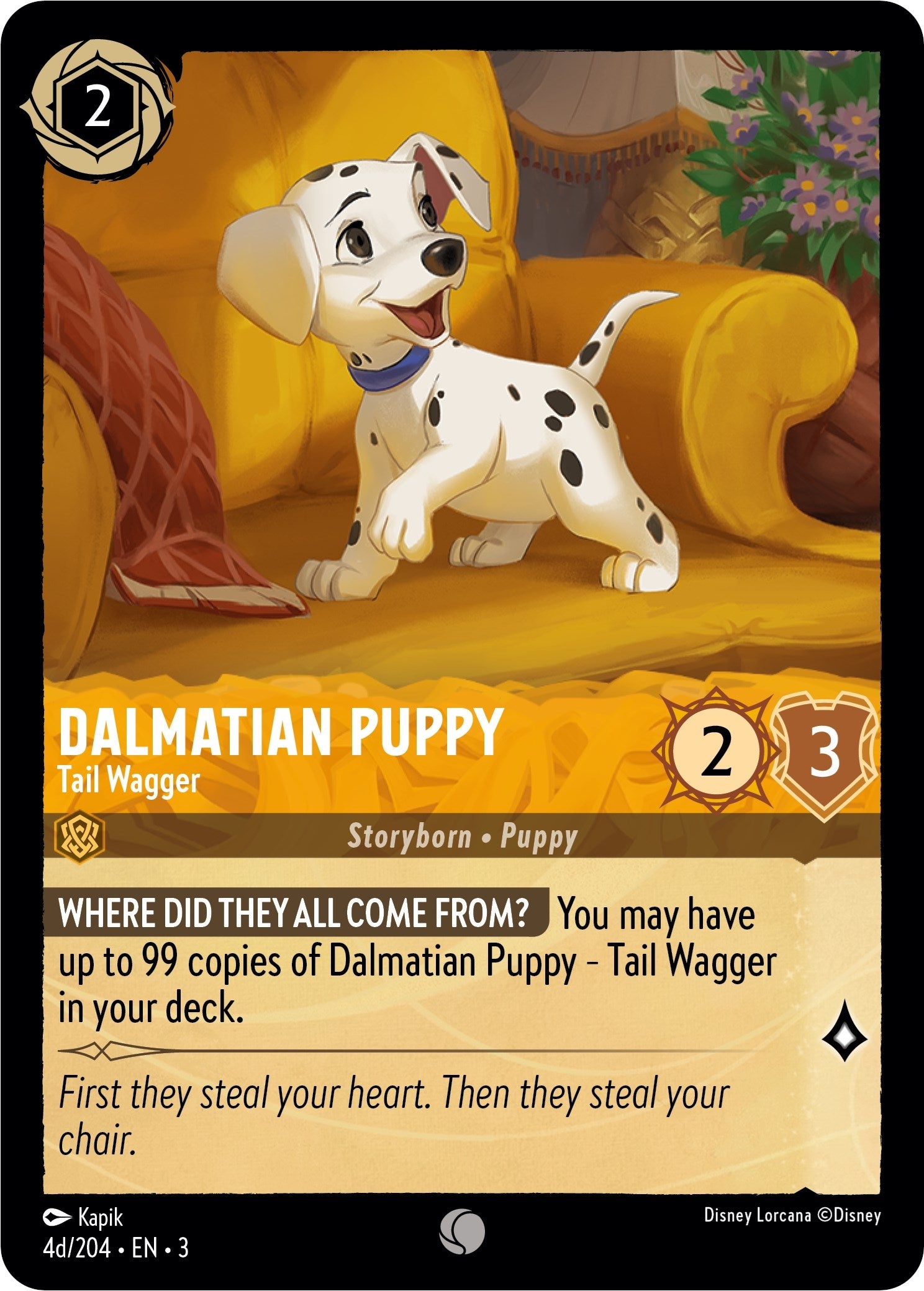Dalmatian Puppy - Tail Wagger (4d/204) (4) (3) - Disney Lorcana Single