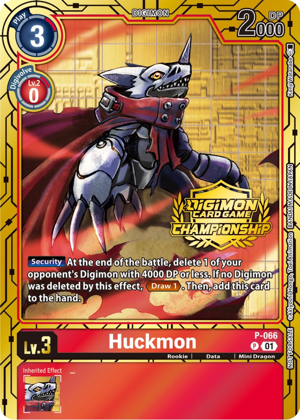 Huckmon - P-066 (Championship 2023 Gold Card Set) (66) [D-PR] - Digimon Card Game Single