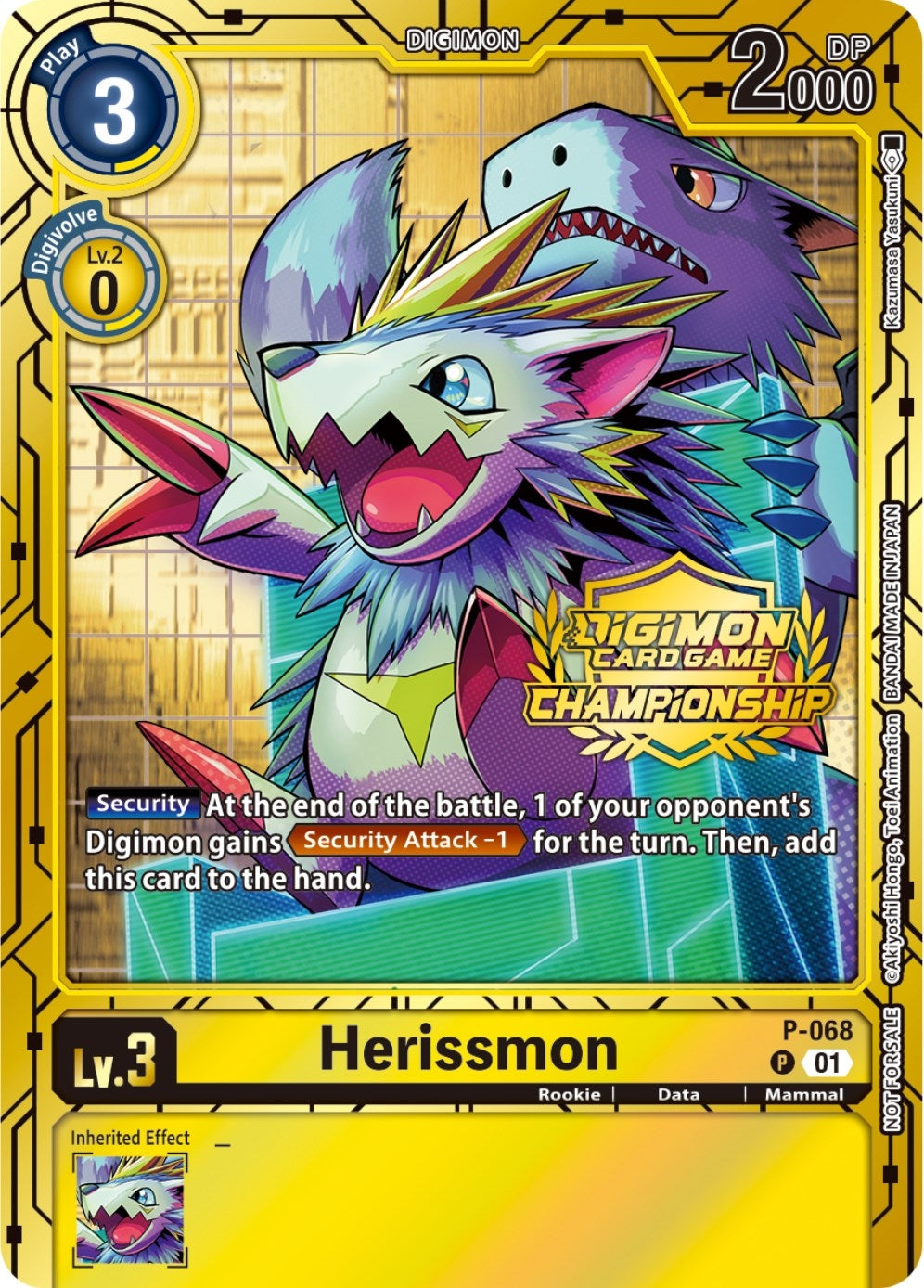 Herissmon - P-068 (Championship 2023 Gold Card Set) (68) [D-PR] - Digimon Card Game Single