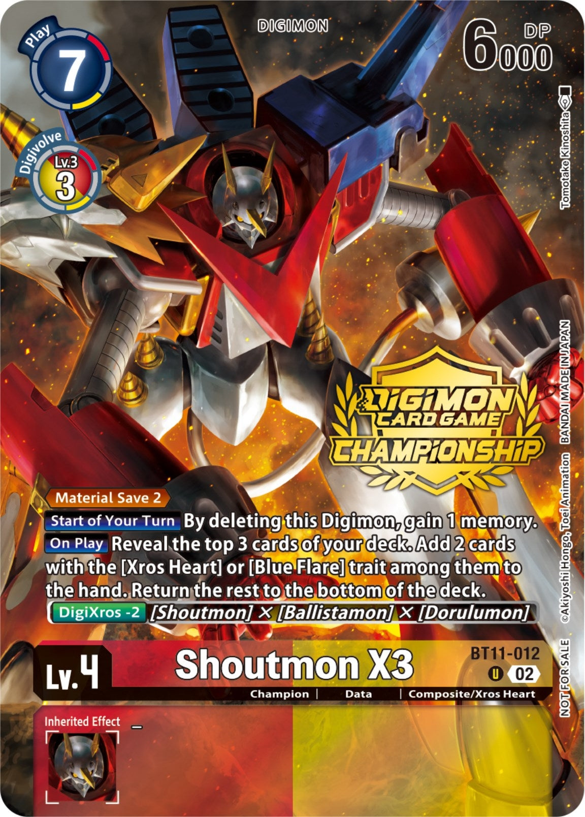 Shoutmon X3 (Championship 2023 Tamers Pack) (11012) [BT11] - Digimon Card Game Single