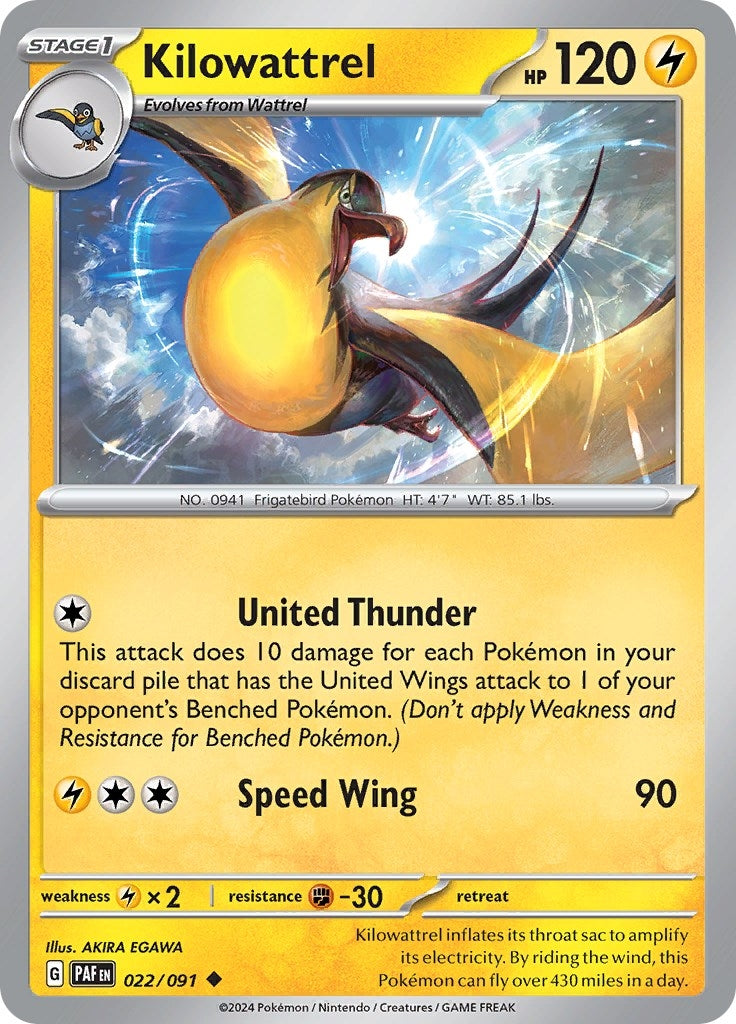 Image for Kilowattrel (022/091) (SV: Paldean Fates) - Pokemon