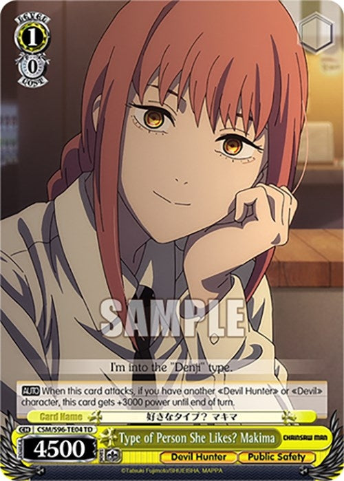 Type of Person She Likes? Makima (9604) [CSM] - Weiss Schwarz Single