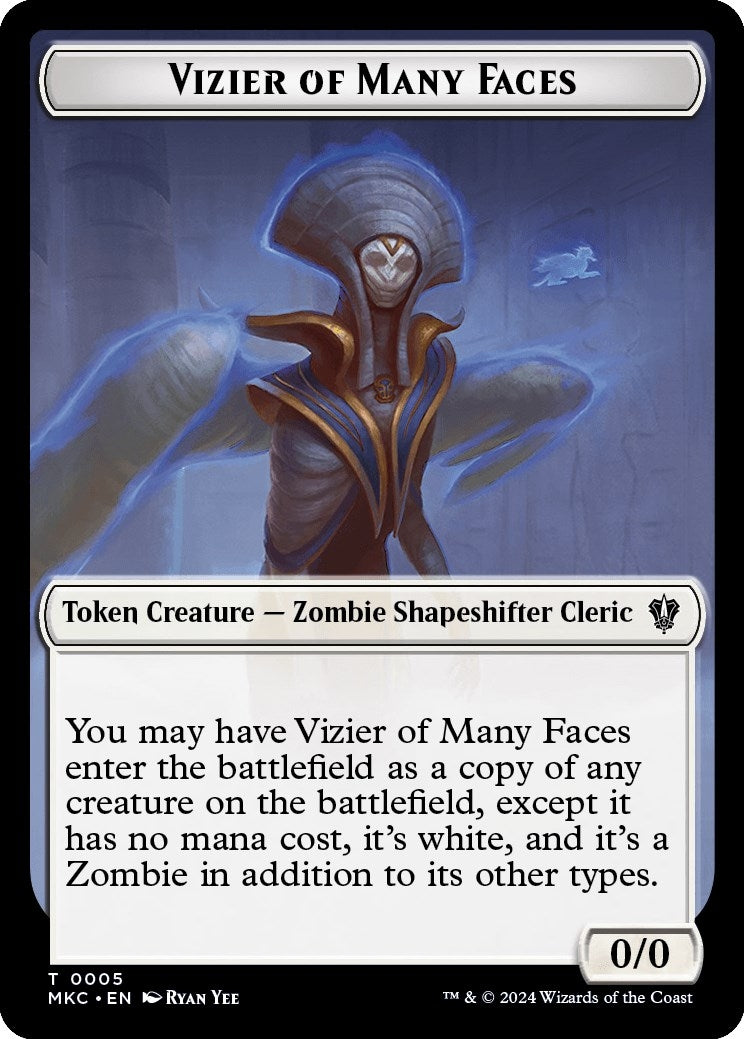 Vizier of Many Faces // Zombie Double-Sided Token (0) [MKC] - MTG Single