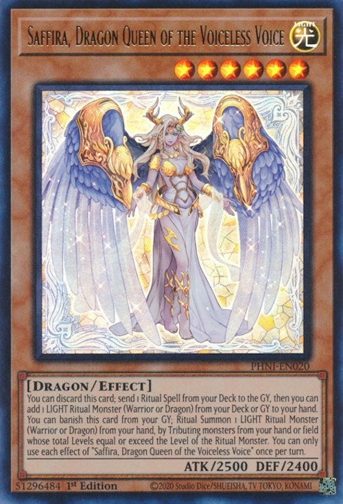 Saffira Dragon Queen of the Voiceless Voice (20) (PHNI) - YuGiOh Single
