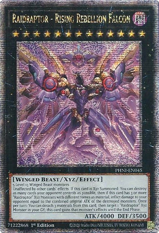 Raidraptor - Rising Rebellion Falcon (Quarter Century Secret Rare) (45) (PHNI) - YuGiOh Single