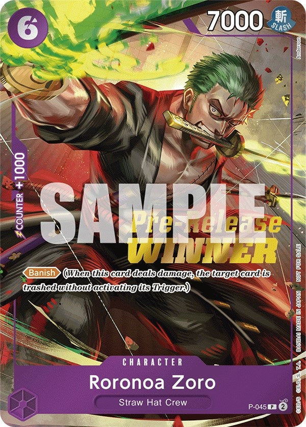 Roronoa Zoro (OP-06 Pre-Release Tournament) [Winner] (45) (OP-PR) - One Piece Card Game Single