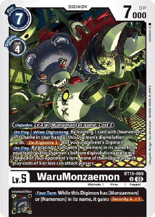 WaruMonzaemon (15065) [BT15] - Digimon Card Game Single