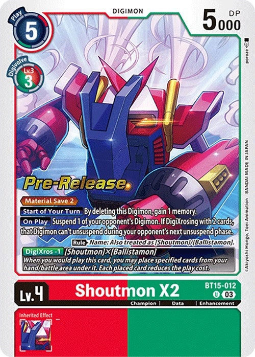 Shoutmon X2 (15012) [BT15_PR] - Digimon Card Game Single