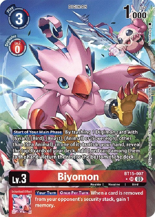 Biyomon (Alternate Art) (15007) [BT15] - Digimon Card Game Single