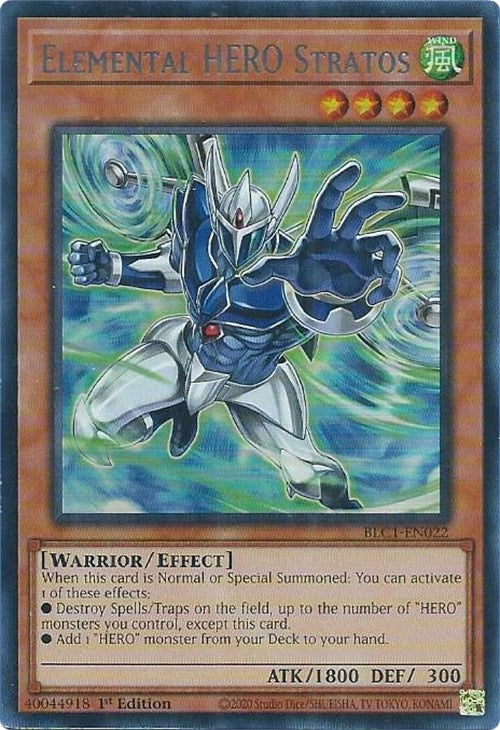 Elemental HERO Stratos (Alternate Art) (Silver) (1022) (BLC1) - YuGiOh Single