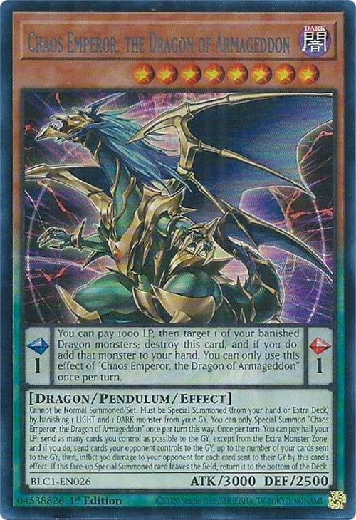 Chaos Emperor the Dragon of Armageddon (Silver) (1026) (BLC1) - YuGiOh Single