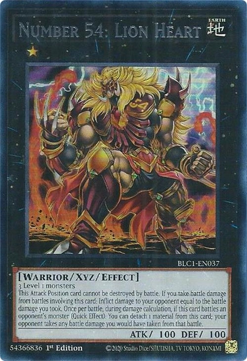 Number 54: Lion Heart (Silver) (1037) (BLC1) - YuGiOh Single
