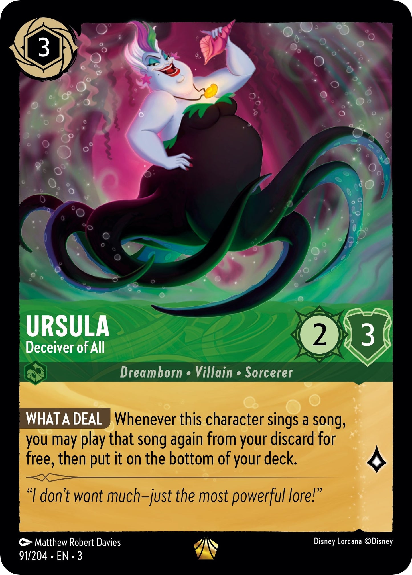 Ursula - Deceiver of All (91) (3) - Disney Lorcana Single