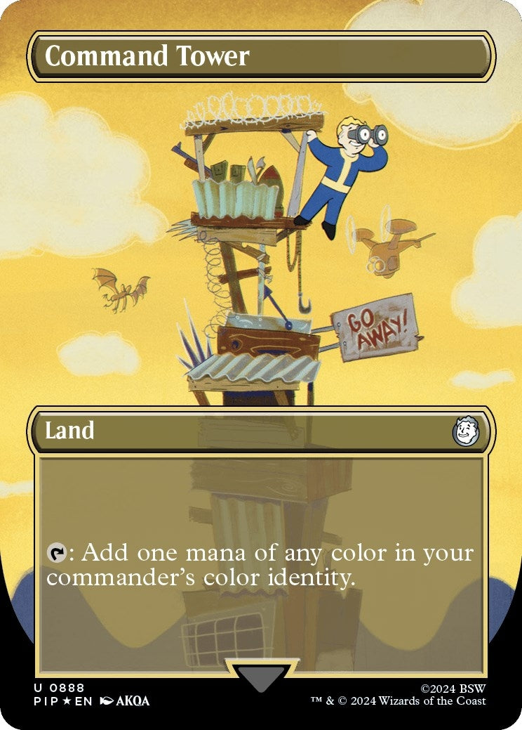 Command Tower (Borderless) (Surge Foil) (888) [PIP] - MTG Single