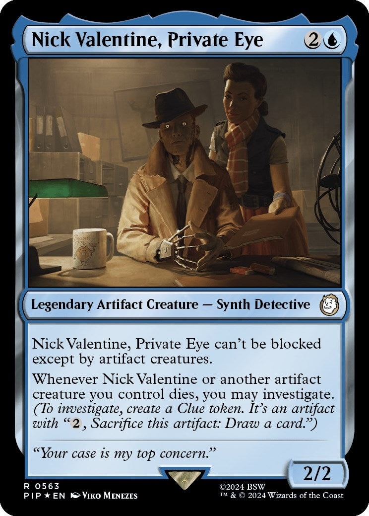 Nick Valentine Private Eye (Surge Foil) (563) [PIP] - MTG Single