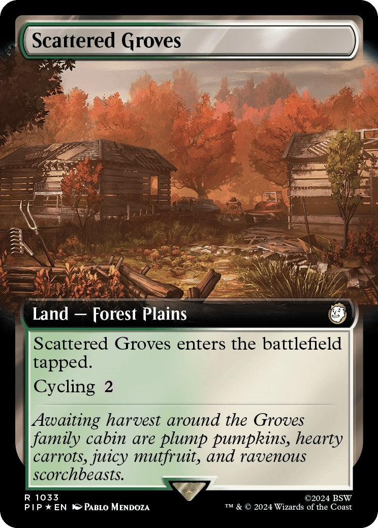 Scattered Groves (Extended Art) (Surge Foil) (1033) [PIP] - MTG Single
