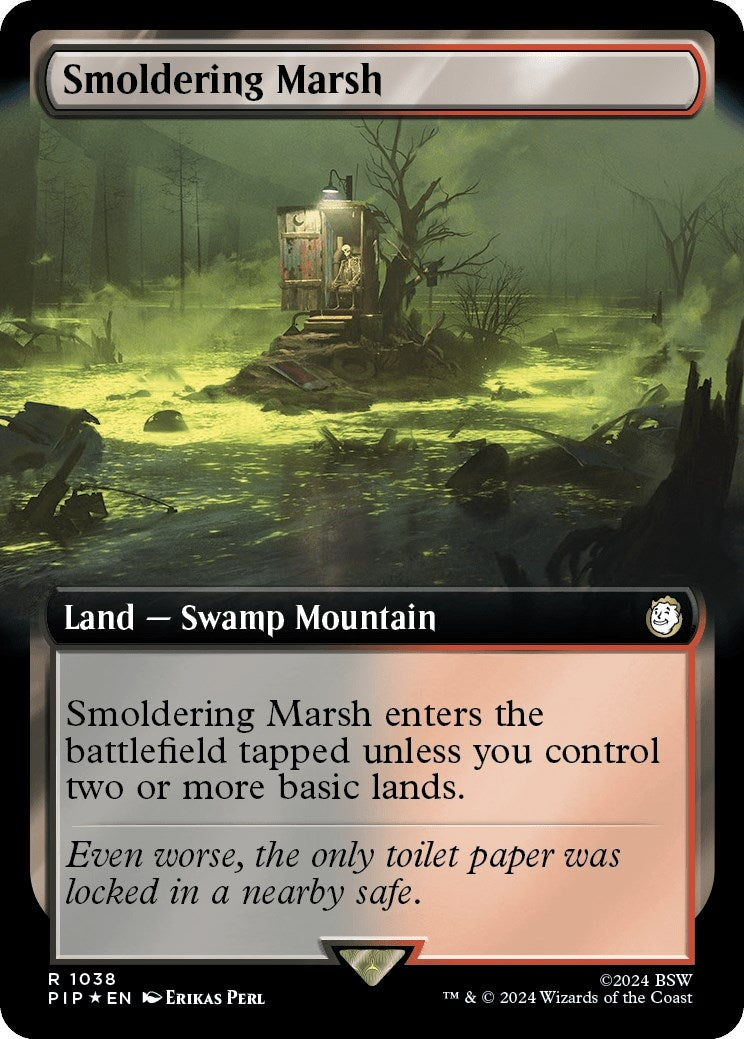 Smoldering Marsh (Extended Art) (Surge Foil) (1038) [PIP] - MTG Single