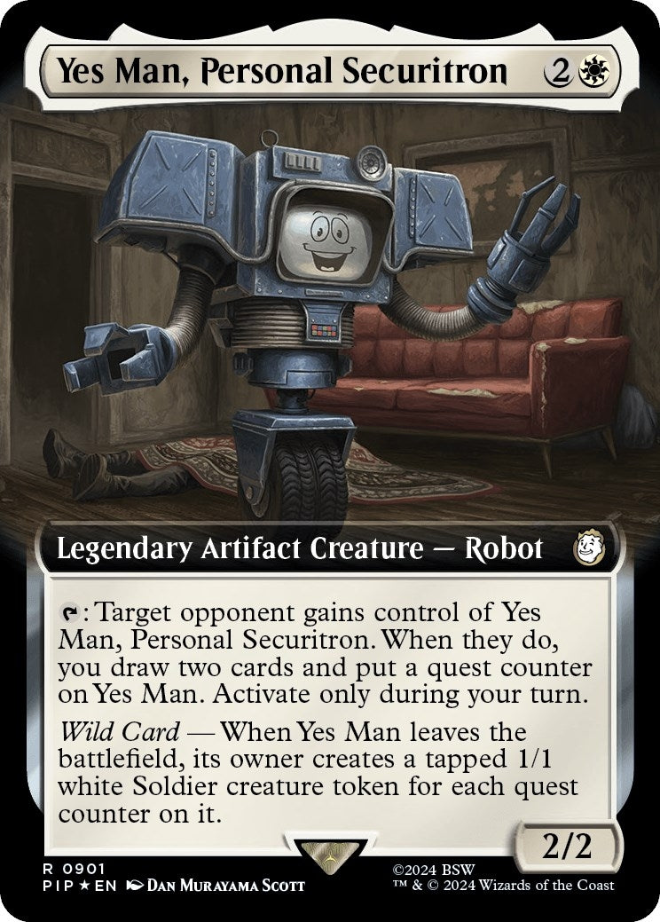 Yes Man Personal Securitron (Extended Art) (Surge Foil) (901) [PIP] - MTG Single