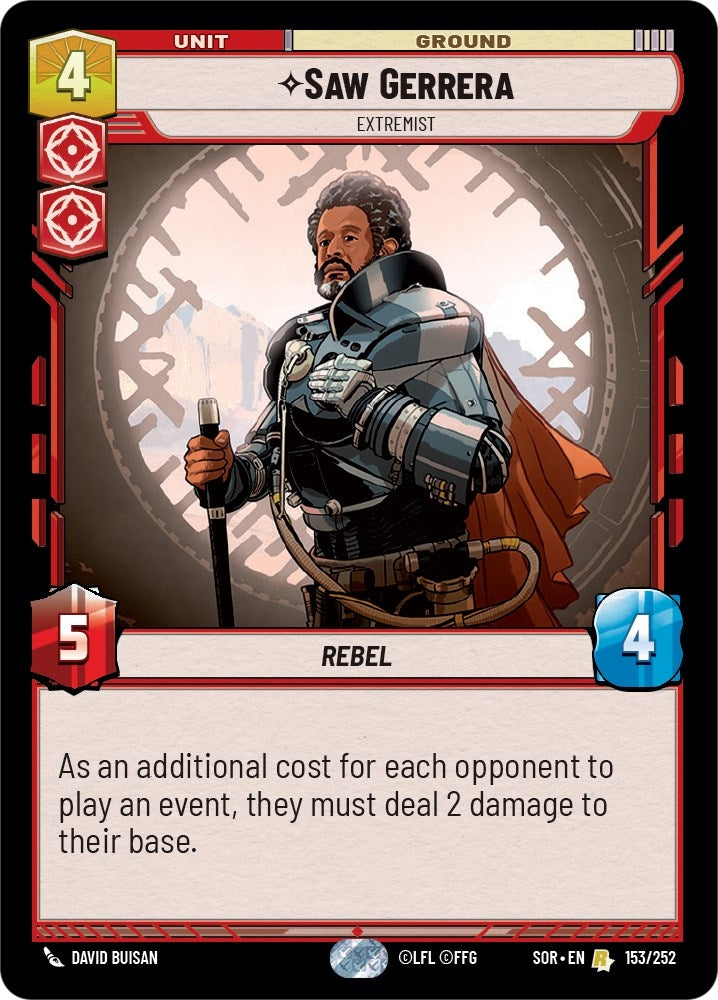 Saw Gerrera - Extremist (153) (SOR) - Star Wars: Unlimited Single