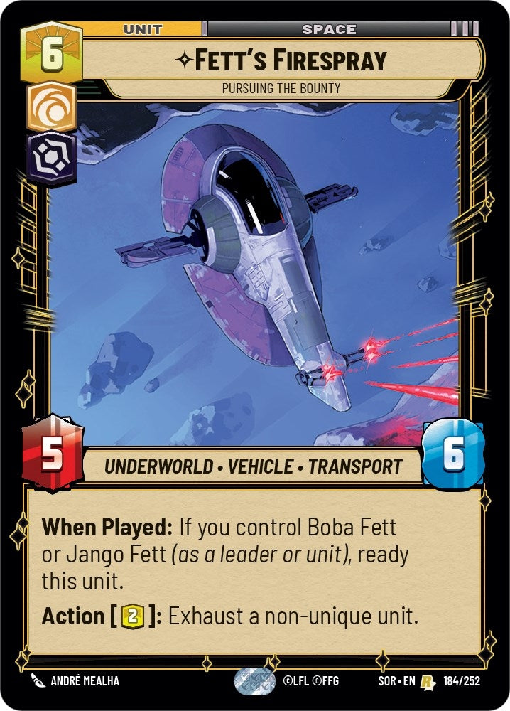 Fett’s Firespray - Pursuing the Bounty (184) (SOR) - Star Wars: Unlimited Single